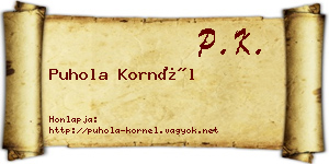 Puhola Kornél névjegykártya